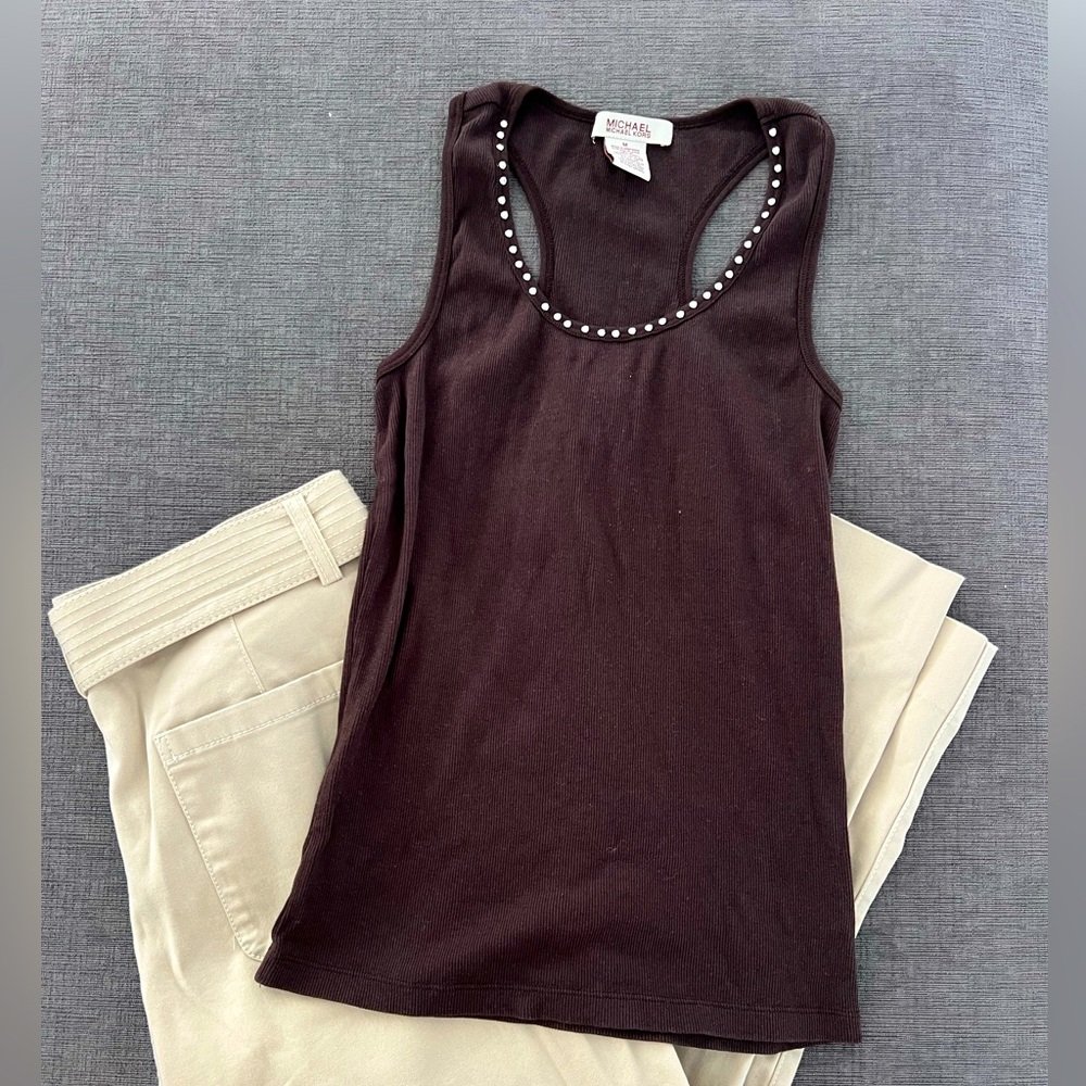 Michael Kors Studded Raceback Tank Top Sz M Vintage
